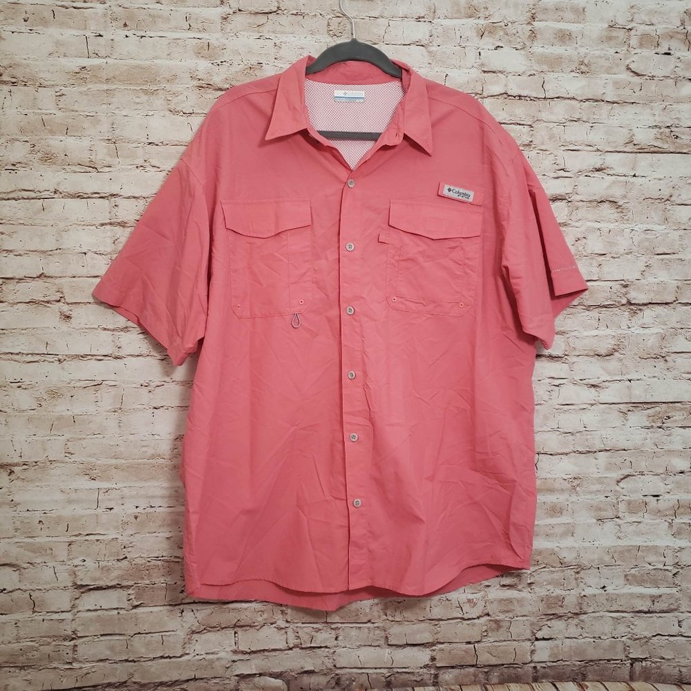 Men's Columbia Sz XL Salmon Pink Fishing Shirt